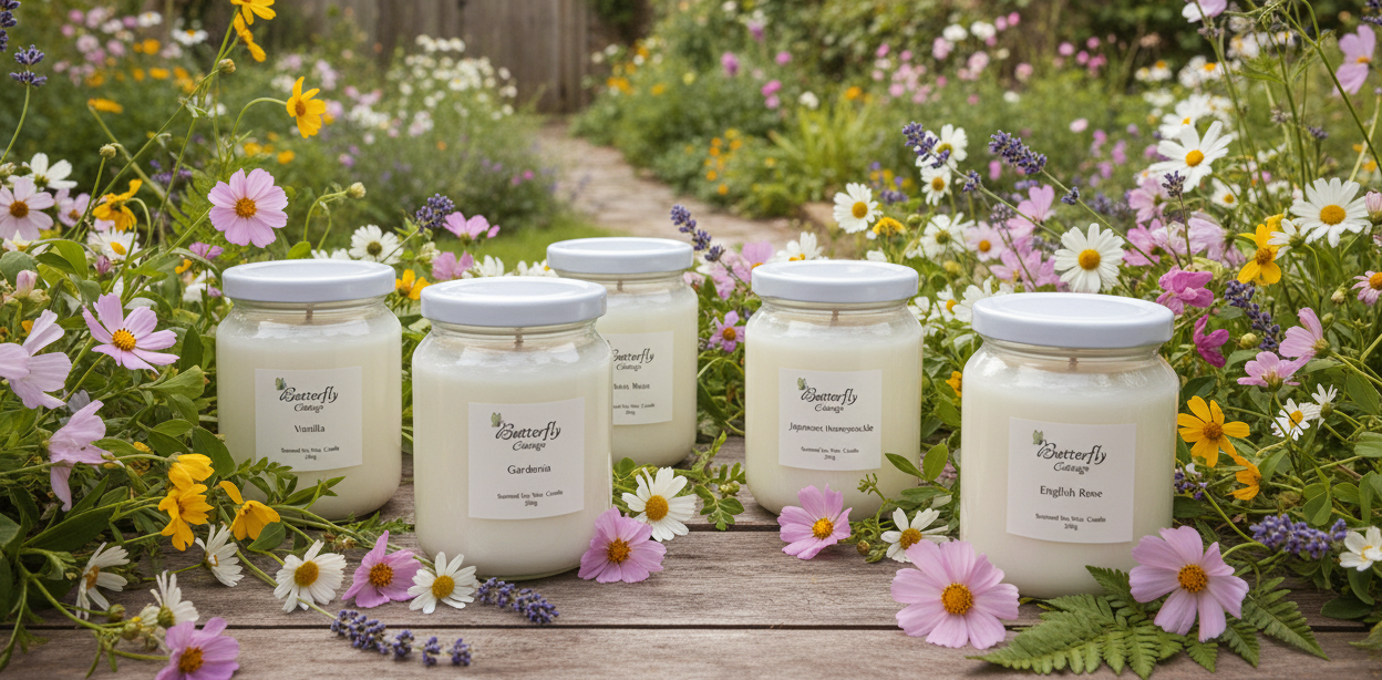 Jar candles cottage garden collection